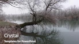  Presentation with winter ice - PPT theme featuring water ice fog - winter scene with river background and a  colored foreground