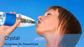  Presentation with crime woman on the run - Audience pleasing slides consisting of water implants - young woman slaking her thirst backdrop and a light blue colored foreground