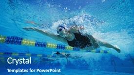 Presentation with competition - PPT theme having water in swimming competition background and a ocean colored foreground