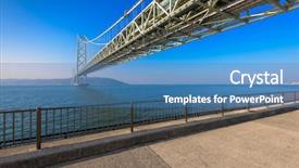  Presentation with japan - Presentation design with water infrastructure - akashi kaikyo bridge in kobe background and a teal colored foreground