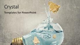  Presentation with electric yellow fish - Cool new slide deck with water inside electric light bulb backdrop and a mint green colored foreground