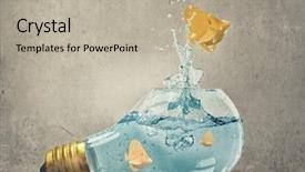  Presentation with light bulb - Slide set enhanced with water inside electric light bulb background and a mint green colored foreground