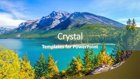  Presentation with rocky mountains - Slides enhanced with water is surrounded by coniferous background and a teal colored foreground