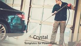  Presentation with luxury car - Theme featuring water jet - man worker washing luxury car background and a soft green colored foreground