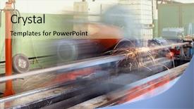  Presentation with steel factory - Colorful presentation enhanced with water jet cutting process - machine for welding steel pipes backdrop and a soft green colored foreground