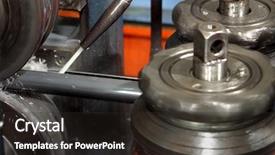  Presentation with steel factory - Audience pleasing PPT theme consisting of water jet cutting process - machine for welding steel pipes backdrop and a wine colored foreground