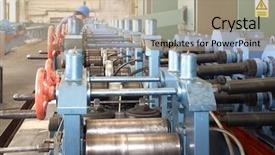  Presentation with steel factory - Audience pleasing slide set consisting of water jet cutting process - machine for welding steel pipes backdrop and a  colored foreground