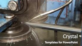  Presentation with water pipes - Audience pleasing PPT layouts consisting of water jet cutting process - machine for welding steel pipes backdrop and a tawny brown colored foreground