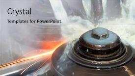  Presentation with water pipes - Amazing PPT theme having water jet cutting process - machine for welding steel pipes backdrop and a light gray colored foreground