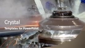  Presentation with water pipes - Beautiful slide deck featuring water jet cutting process - machine for welding steel pipes backdrop and a gray colored foreground