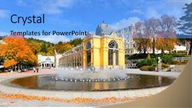  Presentation with water fountain - Beautiful PPT theme featuring water jet systems with more backdrop and a light blue colored foreground