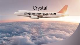  Presentation with commercial - PPT layouts enhanced with water jet technology - commercial airplane flying above clouds background and a lemonade colored foreground