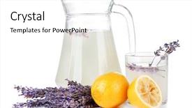  Presentation with water jug - Colorful presentation enhanced with water jug - lavender lemonade isolated on white backdrop and a white colored foreground