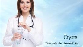  Presentation with female abstract black - Cool new slides with water laboratory - young and attractive female doctor backdrop and a  colored foreground