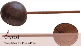  Presentation with coconut shell - Slide set with water ladles handmade from coconut background and a  colored foreground