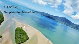  Presentation with coastal - Beautiful presentation theme featuring water land - aerial shot of coastal paradise backdrop and a  colored foreground