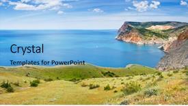  Presentation with land - Audience pleasing slides consisting of water land - beautiful landscape with the seaside backdrop and a  colored foreground