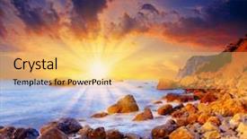  Presentation with land - Colorful slides enhanced with water land - beautiful sunset over the sea backdrop and a yellow colored foreground