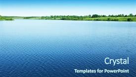  Presentation with land - Presentation theme enhanced with water landscape background and a ocean colored foreground