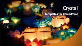 Presentation with colorful water droplets - Presentation theme featuring water lantern at buddhish festival background and a  colored foreground