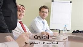  Presentation with multicultural people together - PPT theme featuring water law - group of business people working background and a  colored foreground