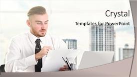  Presentation with modern - Theme featuring water law - young businessman working at modern background and a cream colored foreground