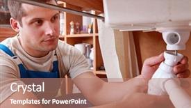  Presentation with plumber - Amazing slides having water leak - plumber fixing sink backdrop and a coral colored foreground