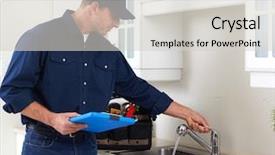  Presentation with plumber - Presentation enhanced with water leak - plumber background and a light gray colored foreground
