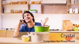  Presentation with neighbors - Audience pleasing PPT theme consisting of water leakage from the neighbors backdrop and a yellow colored foreground