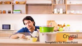  Presentation with neighbors - PPT theme featuring water leakage from the neighbors background and a coral colored foreground