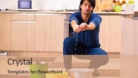  Presentation with neighbors - Audience pleasing PPT theme consisting of water leakage from the neighbors backdrop and a coral colored foreground