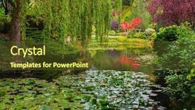  Presentation with eden - Presentation design featuring water lilies complex flower garden background and a tawny brown colored foreground