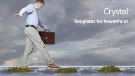  Presentation with water management - Colorful slide deck enhanced with water management - businessman walks on a bog backdrop and a gray colored foreground