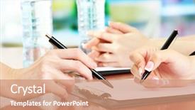  Presentation with water management - Cool new presentation theme with water management - close up of business people backdrop and a coral colored foreground