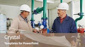  Presentation with maintenance management - Presentation having water management - maintenance repairman engineer of heating background and a coral colored foreground