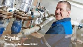  Presentation with fire system - Slide deck featuring water management - repairman engineer of fire engineering background and a coral colored foreground