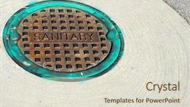  Presentation with sewer - Audience pleasing slide set consisting of water management - sewer manhole cover backdrop and a lemonade colored foreground