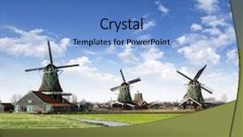  Presentation with blue green - Colorful PPT layouts enhanced with water mill - green meadow under blue sky backdrop and a teal colored foreground