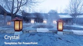  Presentation with water springs - Colorful slide deck enhanced with water mineral bath - hot springs outdoor in jilin backdrop and a  colored foreground