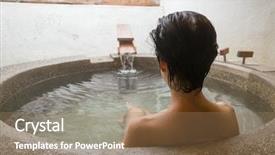  Presentation with hot spring - Colorful presentation enhanced with water mineral bath - rear view of asian mature backdrop and a  colored foreground