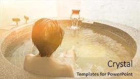  Presentation with hot spring - Amazing theme having water mineral bath - rear view of asian mature backdrop and a coral colored foreground