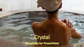  Presentation with hot spring - Audience pleasing slides consisting of water mineral bath - rear view of asian mature backdrop and a tawny brown colored foreground