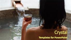  Presentation with hot spring - PPT layouts consisting of water mineral bath - rear view of asian mature background and a  colored foreground