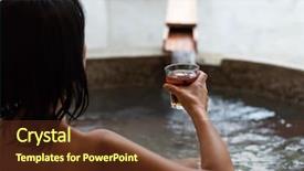  Presentation with hot spring - Beautiful slides featuring water mineral bath - rear view of asian mature backdrop and a  colored foreground