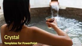  Presentation with hot spring - Presentation theme featuring water mineral bath - rear view of asian mature background and a tawny brown colored foreground