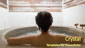  Presentation with hot spring - Amazing presentation design having water mineral bath - rear view of asian mature backdrop and a tawny brown colored foreground