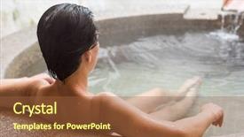  Presentation with hot spring - Colorful presentation design enhanced with water mineral bath - rear view of asian mature backdrop and a tawny brown colored foreground