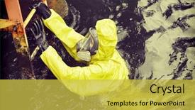  Presentation with sea water - Amazing slide set having water mission - worker in protective suit backdrop and a yellow colored foreground