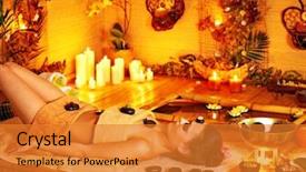  Presentation with massage therapy - PPT theme consisting of water nature bath - woman getting stone therapy massage background and a  colored foreground