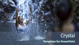  Presentation with waterfall woman - Amazing presentation design having water near the waterfall backdrop and a  colored foreground